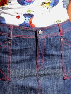 Обработка пояса — кокетки юбки из джинсы